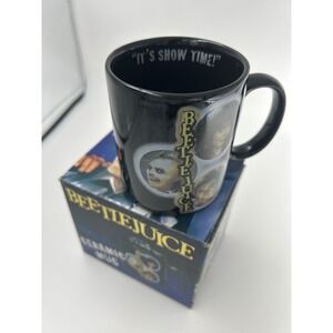 NECA Beetlejuice Ceramic Mug Its Show Time Black Movie Graphic NIB Exclusive